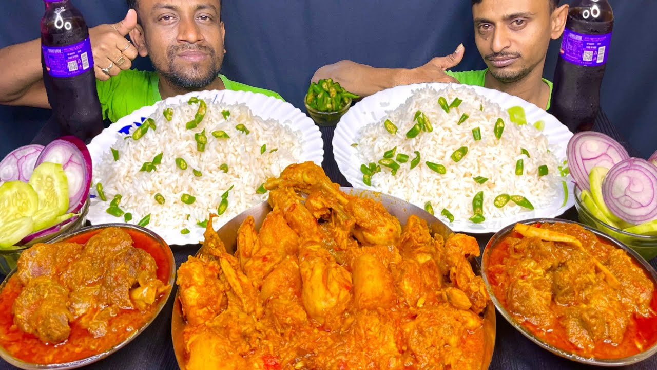 Spicy Mutton Curry Chicken Curry With Rice Eating Challenge | Food Challenge 😋 | Indian Food