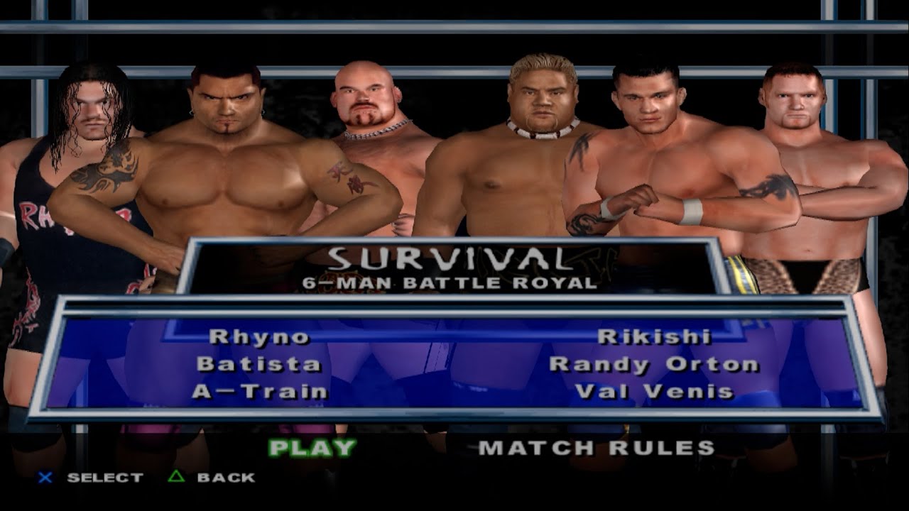 WWE SmackDown! Here Comes the Pain - Rhyno,Batista,A-Train,Rikishi,RandyOrton,ValVenis (SURVIVAL)