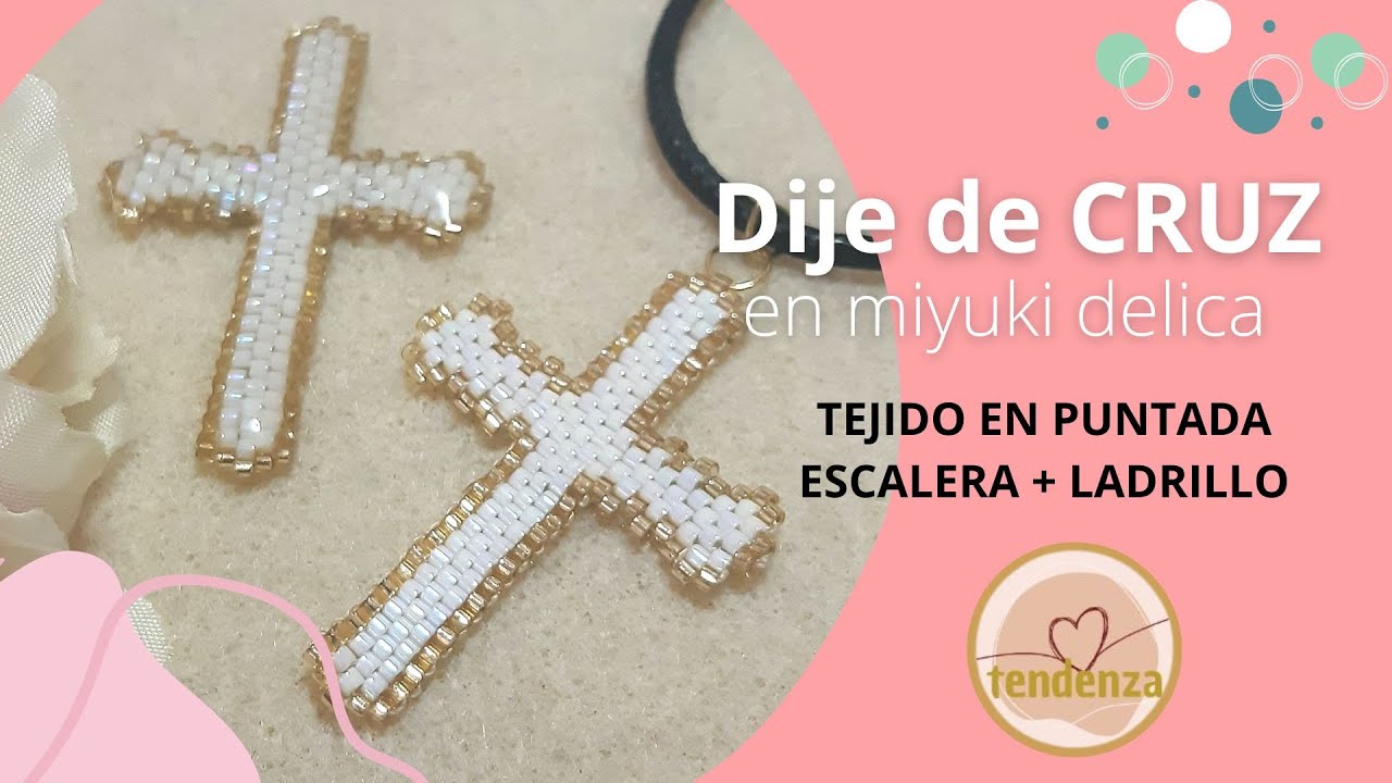 Cómo hacer un ELEGANTE DIJE CRUZ en PUNTADA LADRILLO.