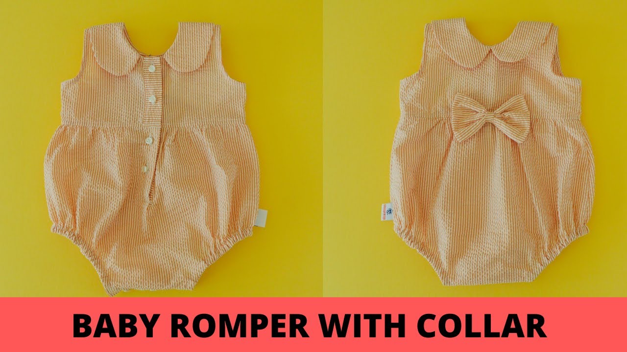 DIY HOW TO SEW BABY ROMPER WITH COLLAR TUTORIAL( beginners sewing) free pattern paper