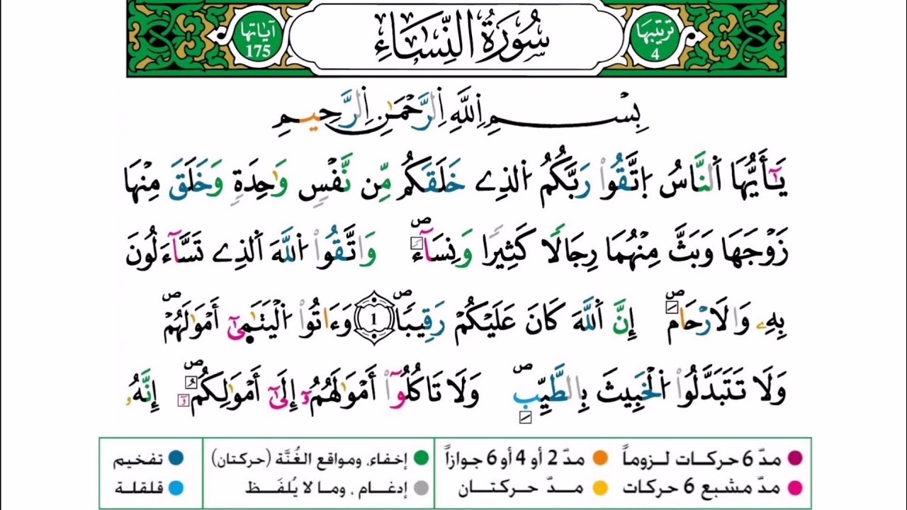سورة النساء برواية ورش عن نافع للقارئ أحمد بن قاسم باعلي و سعيد