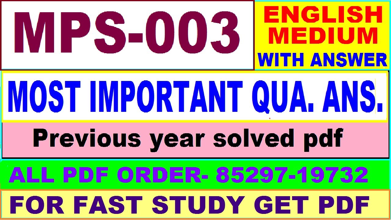 mps 003 important questions / mps 3 previous year question paper / mps 3 study materials