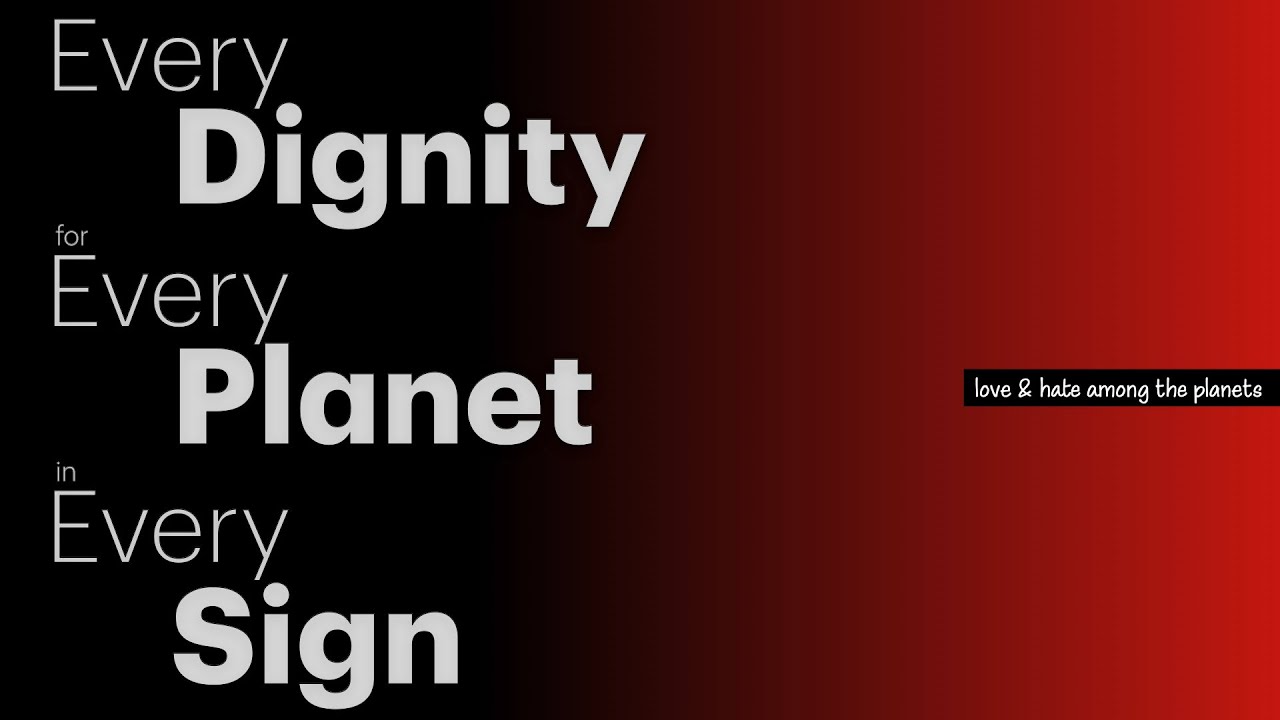 Every Dignity, for Every Planet, in Every Sign (love and hate among planets)