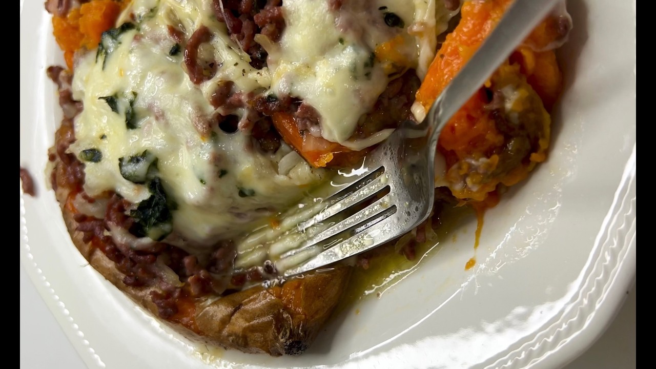 Relaxed Cooking ASMR | Baked Sweet Potatoes with Beef & Cheese | Full Process #ASMR #Cooking