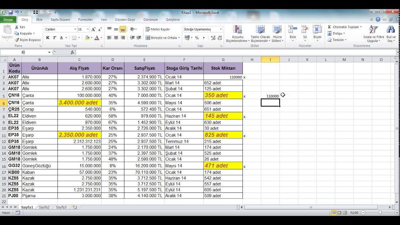 Excel Dersleri - Bi&ccedil;imleri Temizleme