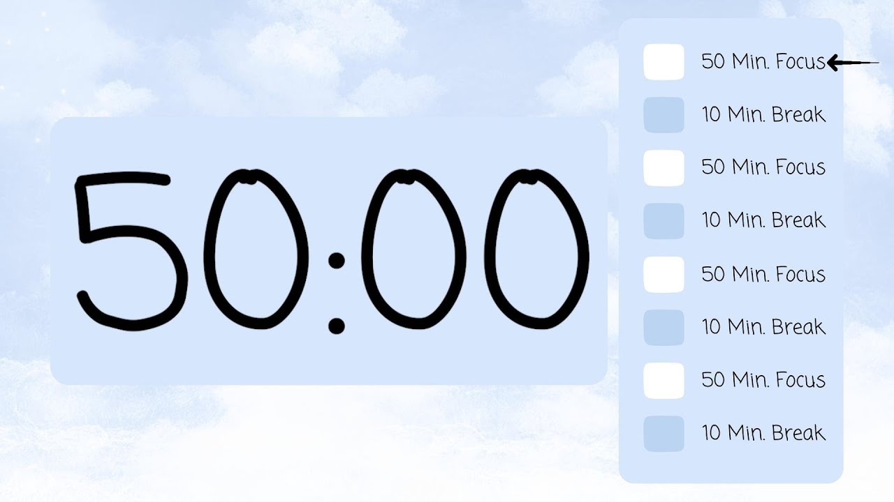 🍅 4 Hour Pomodoro Timer ⏰ | 50/10 Work & Break Intervals | Focus Timer with Beeps