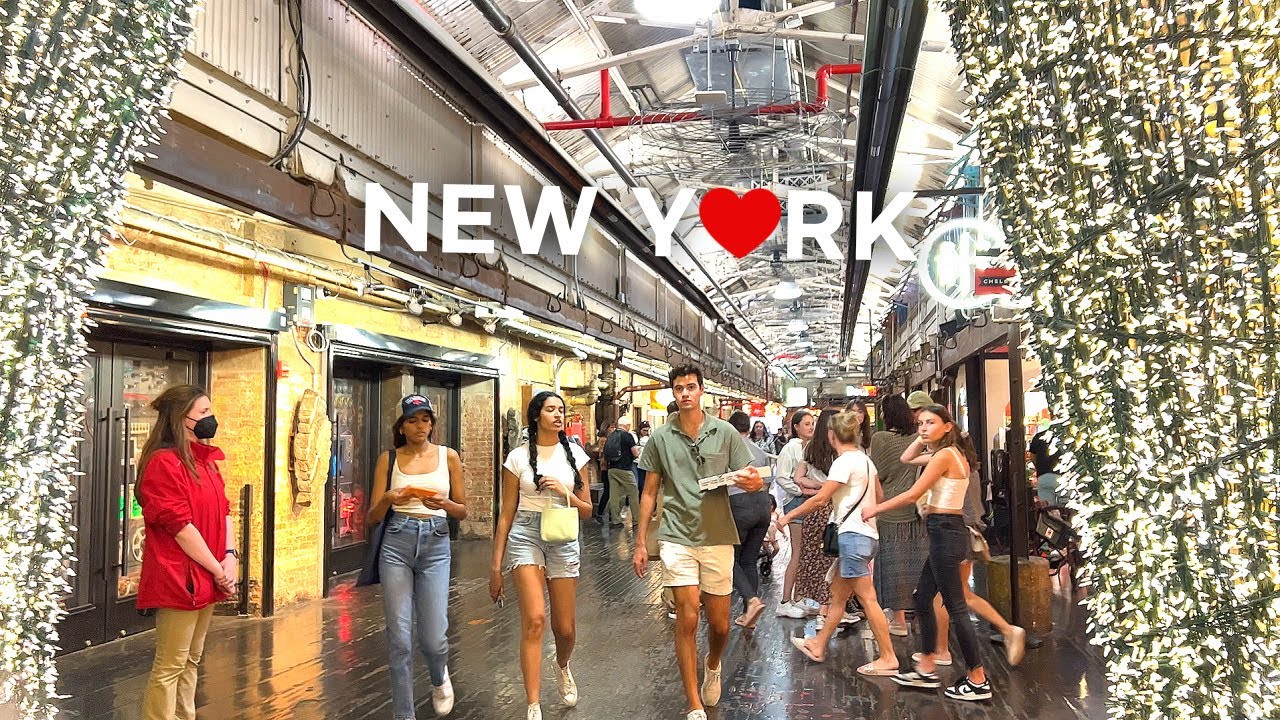 [4K]🇺🇸Прогулка по Нью-Йорку: Мясной район🍗🥩Рынок Челси, ужин в Miznon (MED Street Food)🍔🥙Июн. 2022