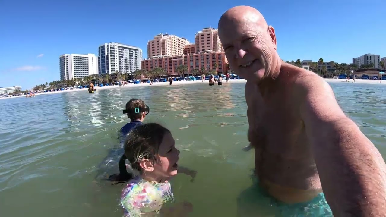 Grandkids, Pam and Dave at Clearwater Beach 