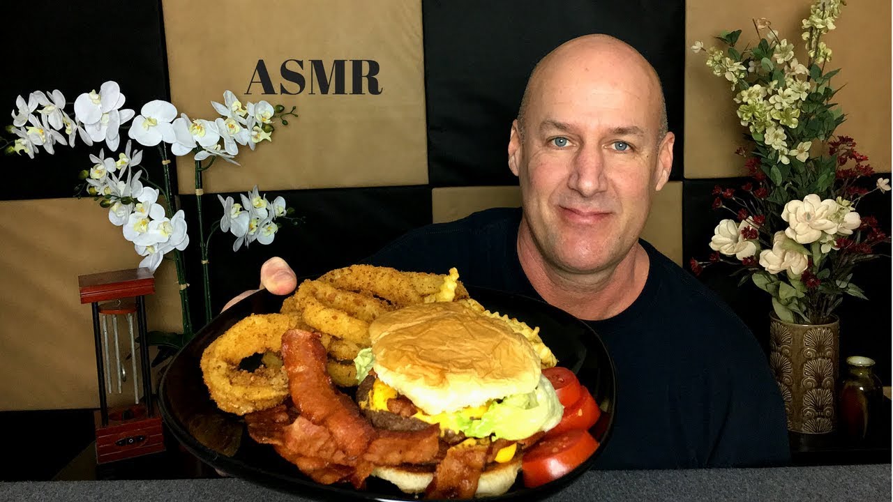 ASMR: Double Cheeseburger, Crispy Fries and Onion Rings~Soft Spoken. Happy New Year!!