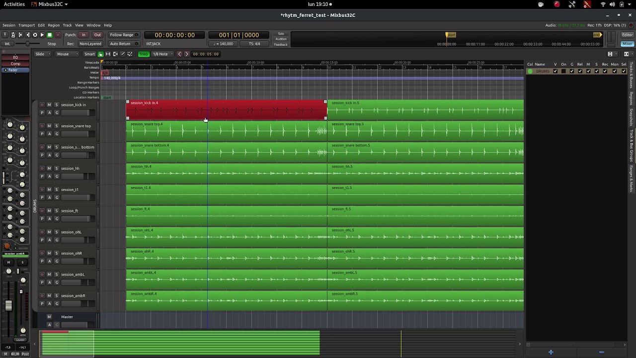 Drums Quantize - Rhytm Ferret on Harrison Mixbus