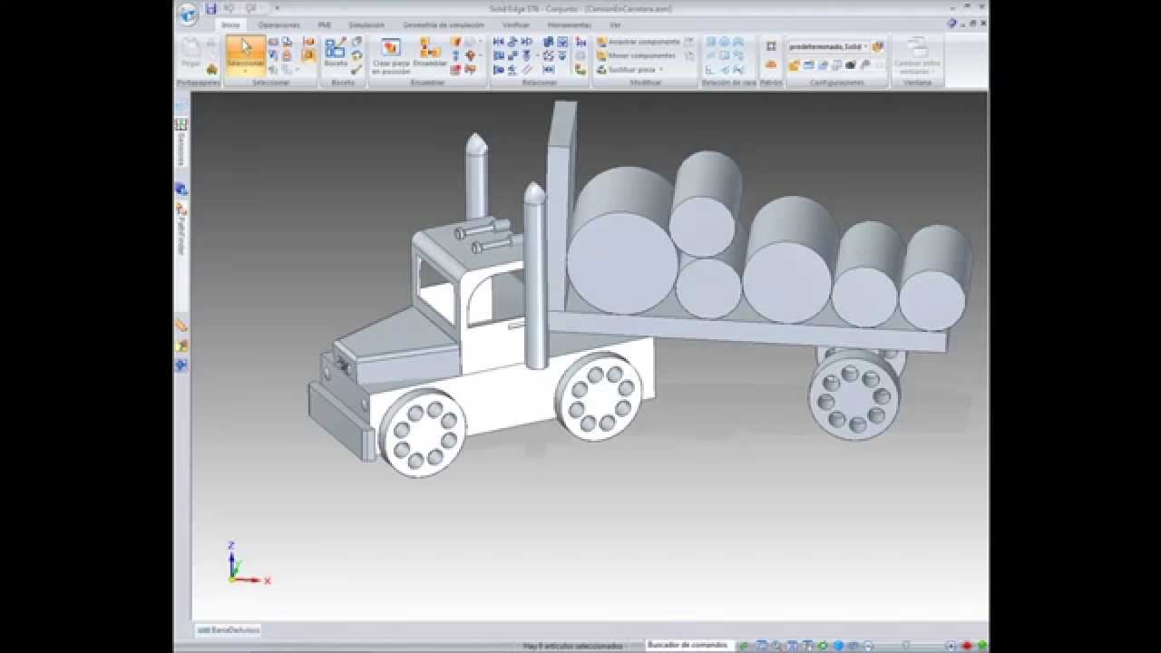 Solid Edge Ejemplo – Resultado final desde un camión artesanal hasta hacerlo girar en una carretera.
