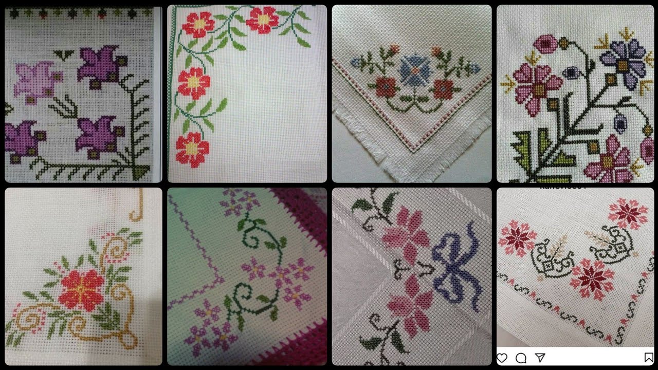 Marvelous cross stitch hand embryology corner design/Ason corner cross stitch design/