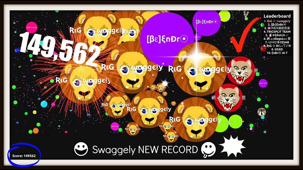 MY NEW AGAR.IO HIGHSCORE 149,562