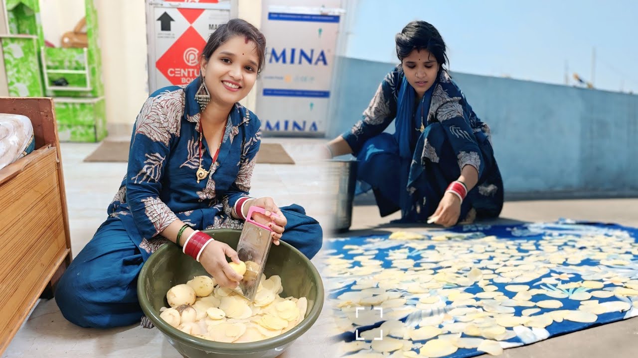 पहली बार बनाया आलू चिप्स 🥔🍠🍟
