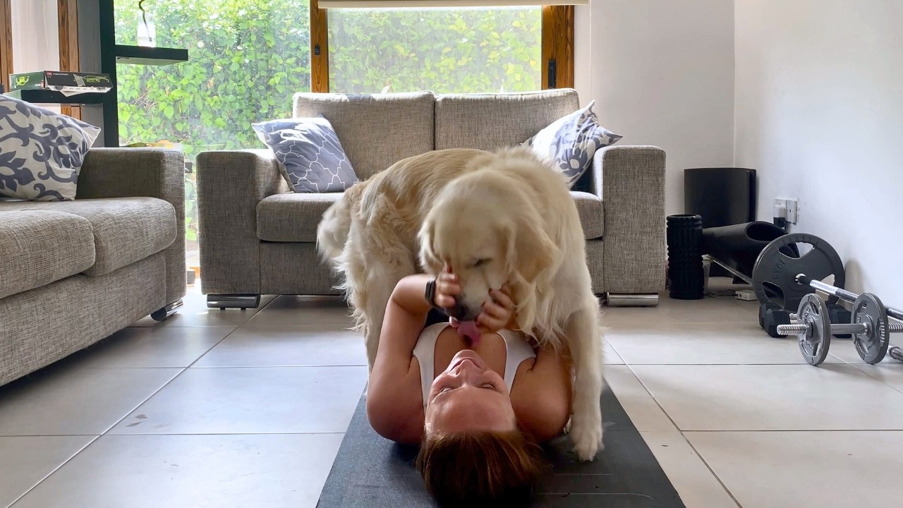The dog's reaction to my workouts