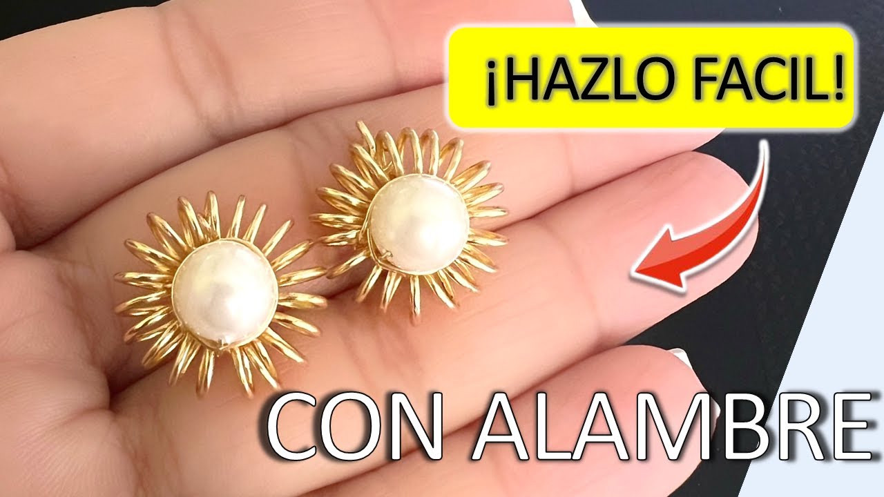 ARETES BROQUEL TIPO PIN con perla al centro / EN ALAMBRISMO
