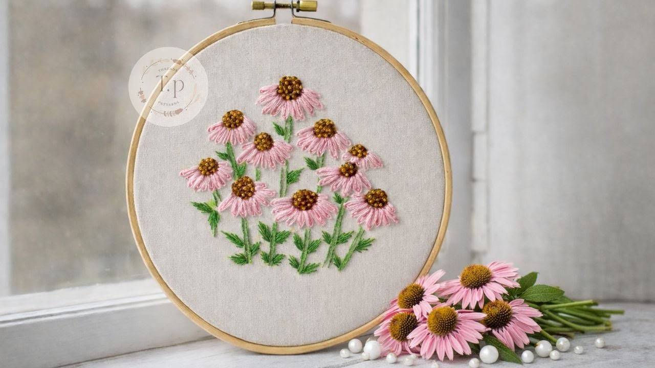 ✨🔥 Easy Coneflower Flower Stitch Tutorial for Beginners🌹🔥❤️#handmade #trending #trend #trendingvideo