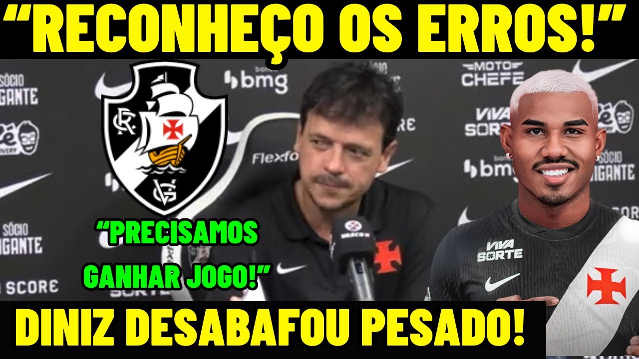 “RECONHEÇO OS ERROS!” FERNANDO DINIZ DESABAFOU NA COLETIVA PÓS JOGO VASCO 0 x 0 MADUREIRA! 