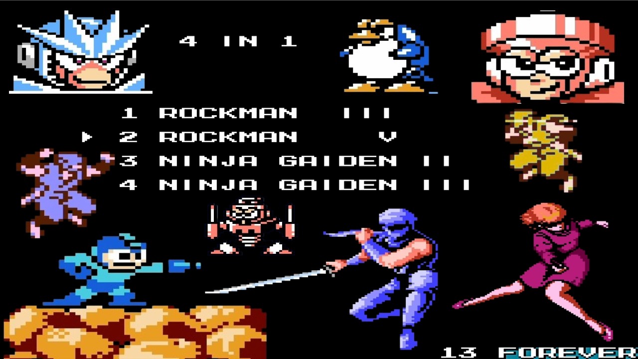 NES 4 in 1 Gameplay : Classic Retro Games Collection