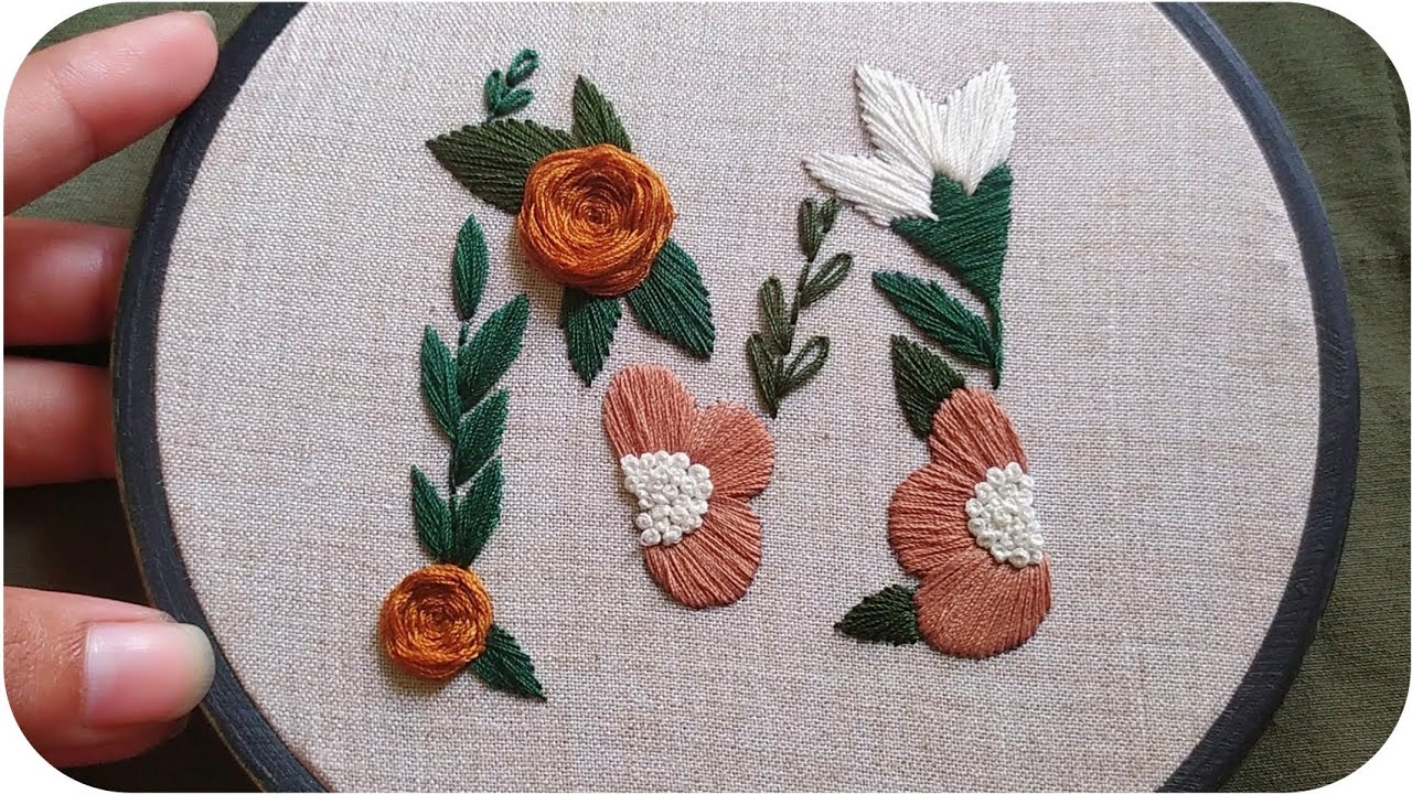 Monogram M Embroidery Tutorial || Letter Embroidery for Beginners || Let's Explore