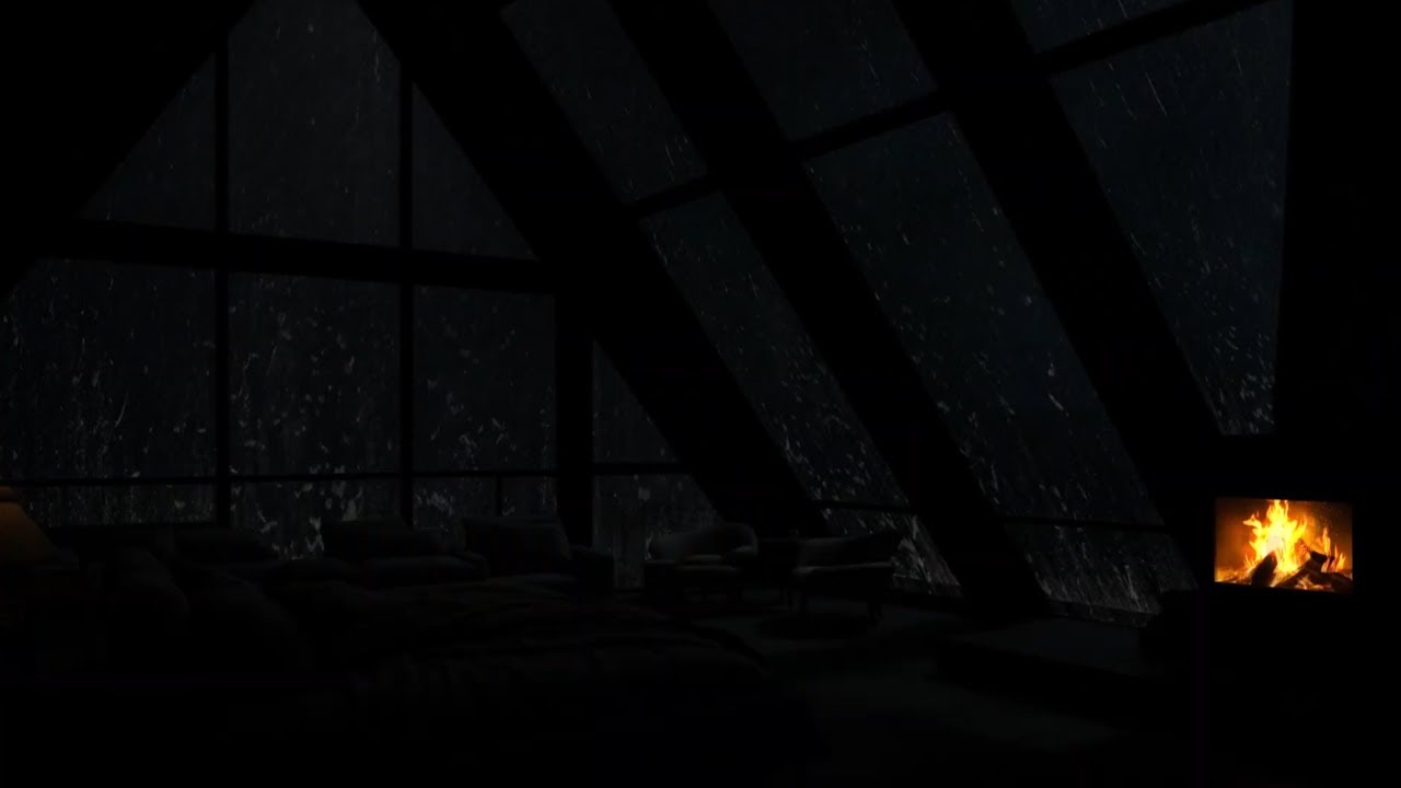 Cozy Cabin Sleep Ambience 🔥 Rain on Windows & Gentle Fire | No Ads