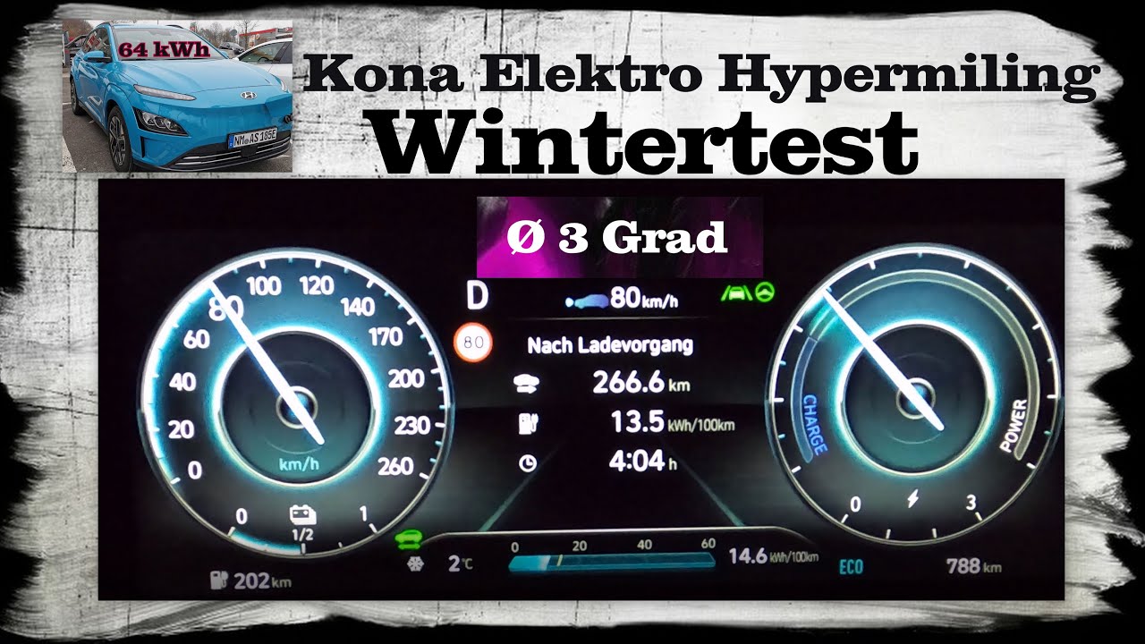 Hypermiling Hyundai Kona 64 kWh- ob Sommer oder Winter, kann Kona?