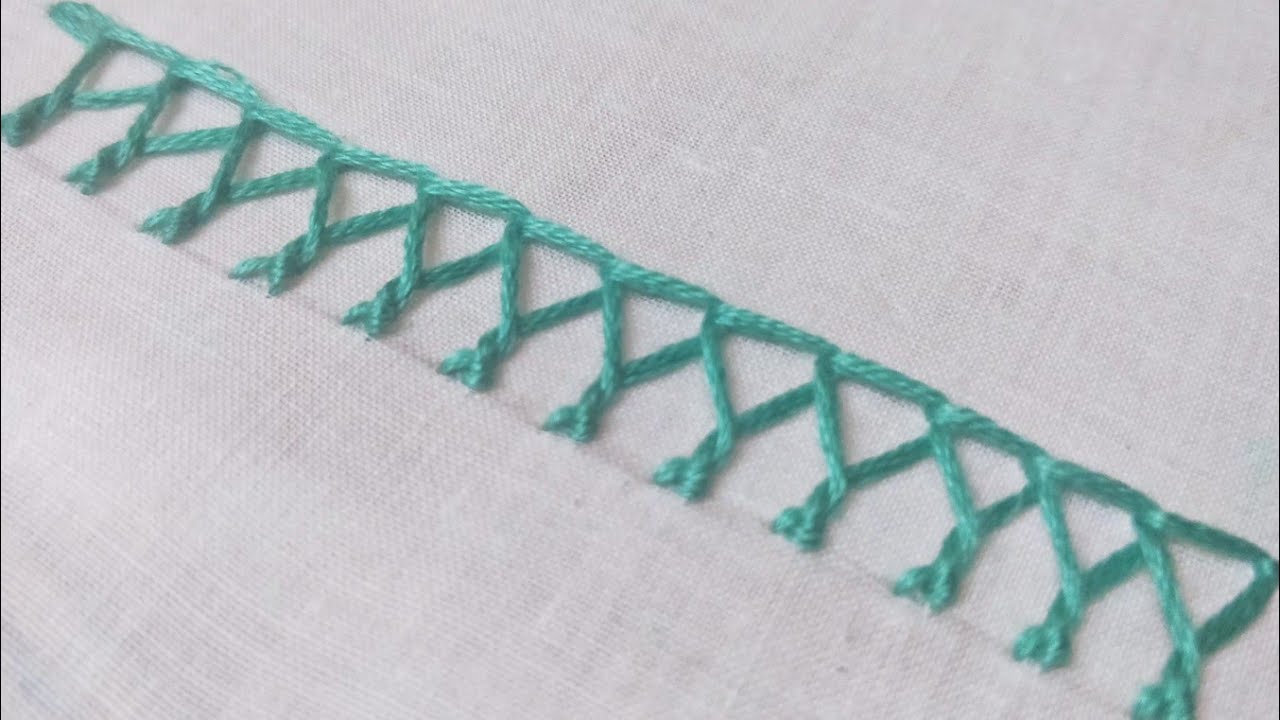 Crested Chain Stitch Border Design (Hand Embroidery Stitches)