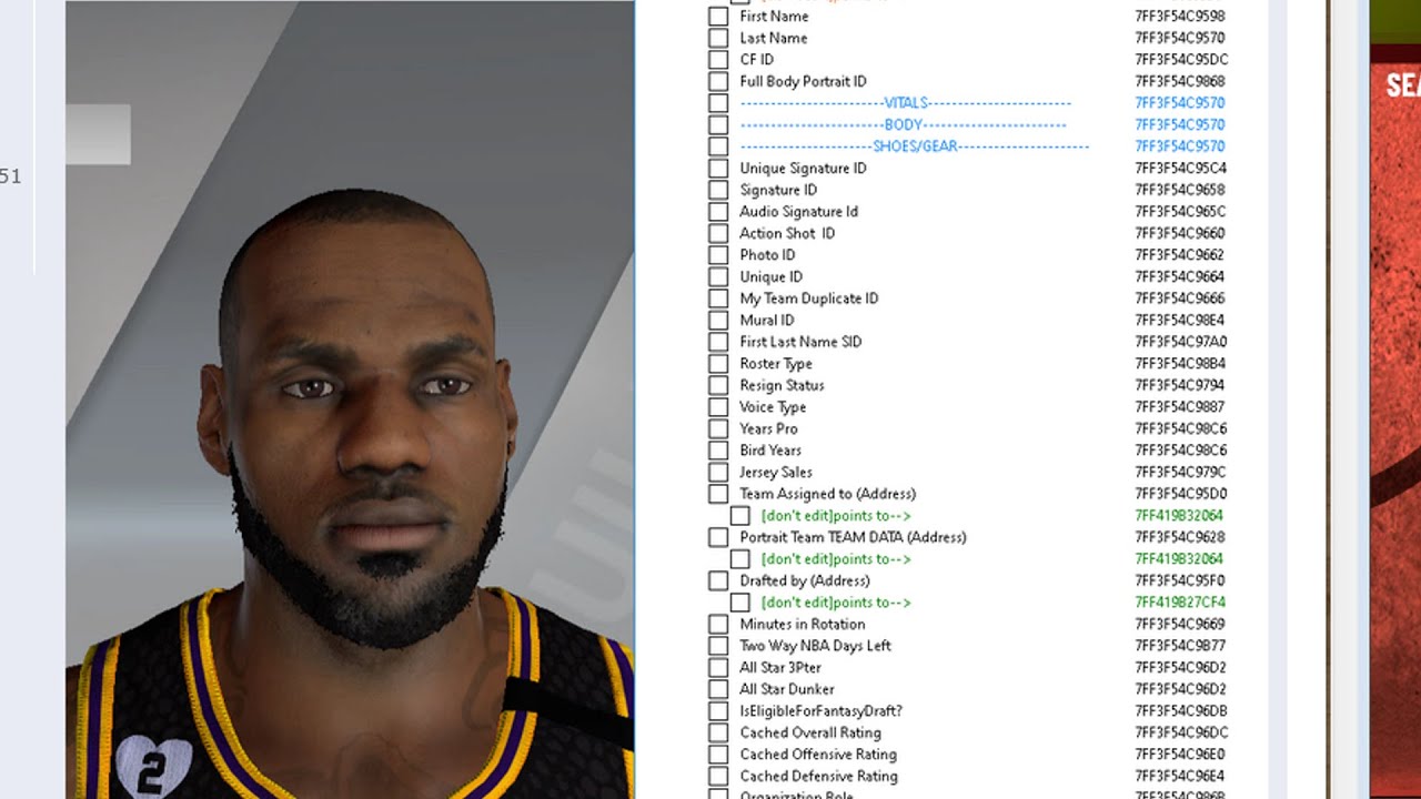 Using Cheat Engine to edit a player NBA 2k21 PC
