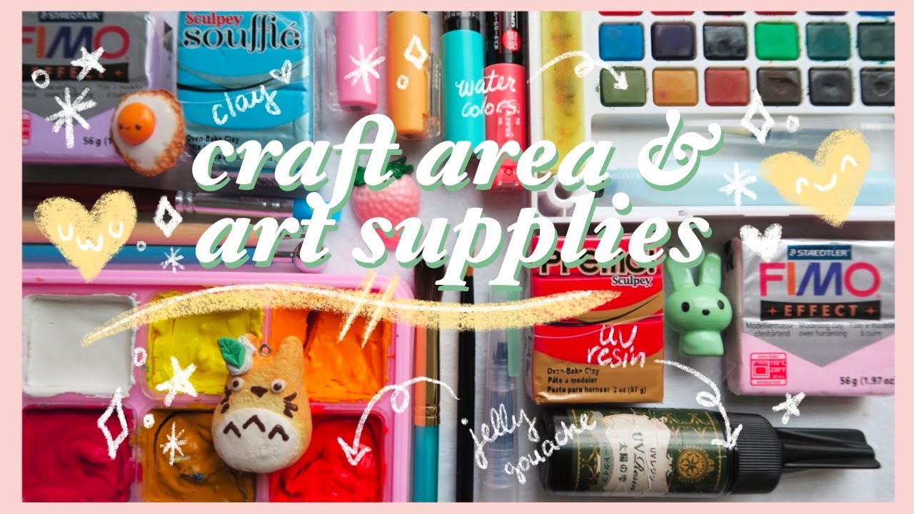 Craft Area & Art Supplies Tour ✨  Polymer Clay, Resin, Needle Felting + Where to Buy in Description