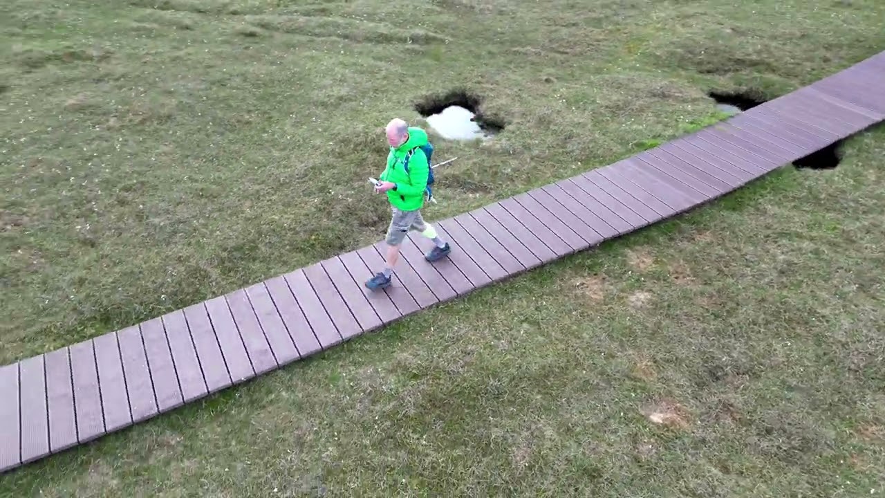 Hermaness National Nature Reserve, Unst boardwalk follow 4k drone