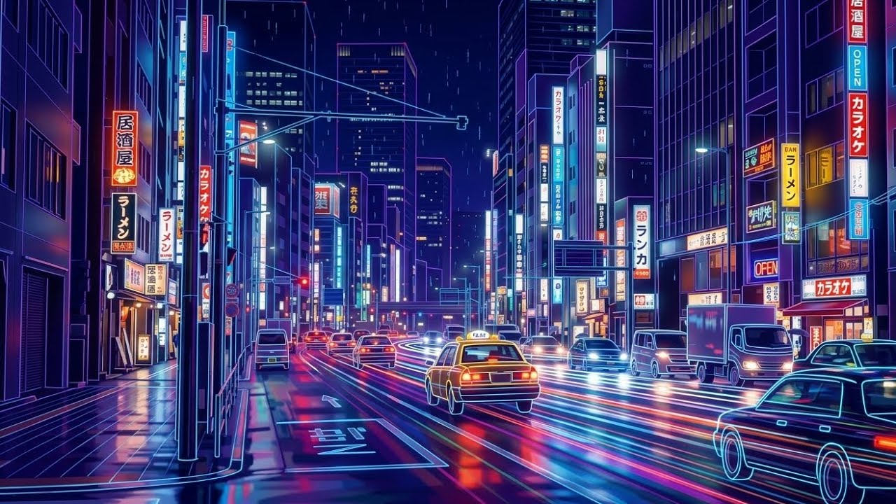 Night Drive in Tokyo – Relaxing Cyberpunk Music (1 Hour)