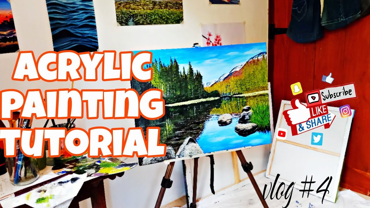 Acrylic painting tutorial 🩵/art vlog#4 #how_to_paint #Acrylic #canvas_painting #easy #art #artwork