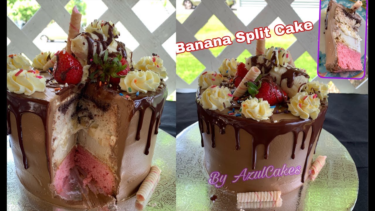 relleno de Platano / BANANA SPLIT CAKE 3 leches con flan