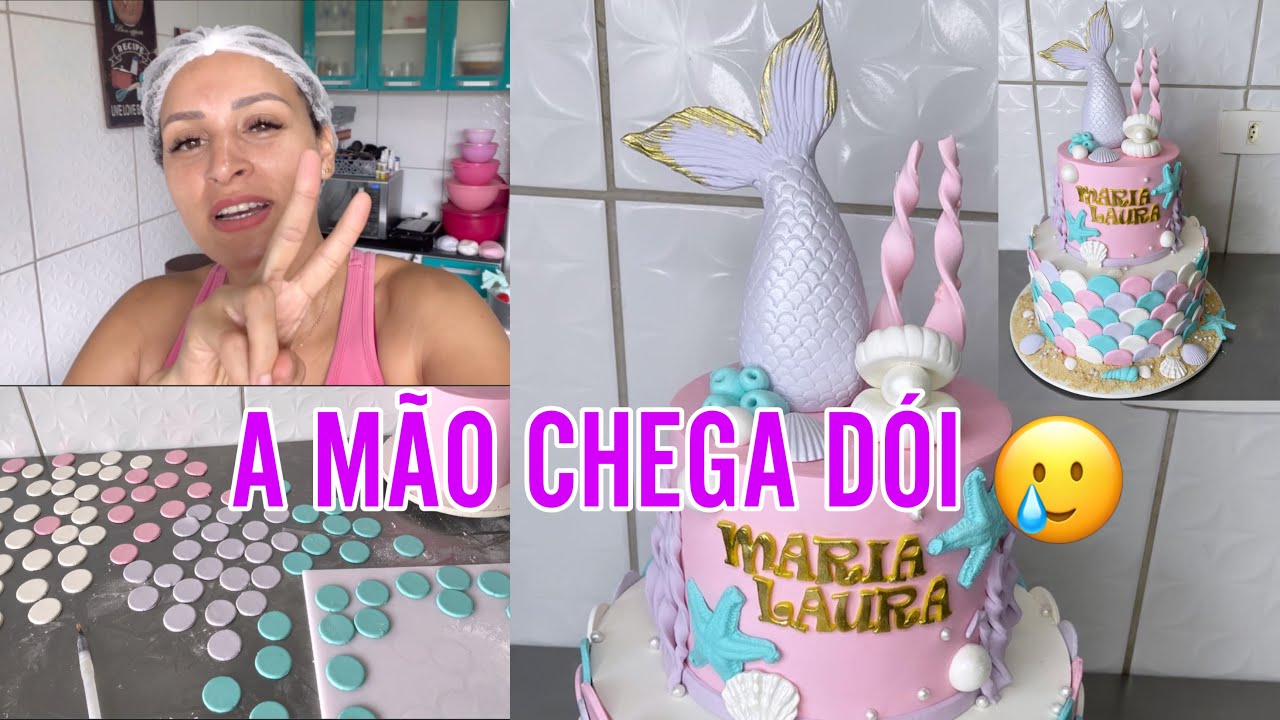 NUNCA FIZ TANTAS BOLAS NA MINHA VIDA 😱 Decorando um bolo sereia🤩