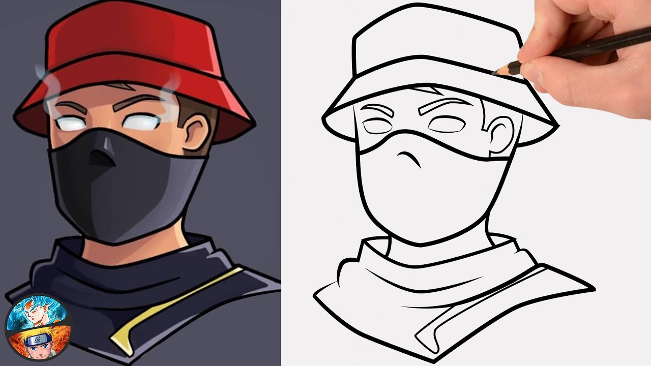 COMO DIBUJAR CARTOON ( CON OJOS BLANCOS Y SOMBRERO ROJO )  de free fire ff
