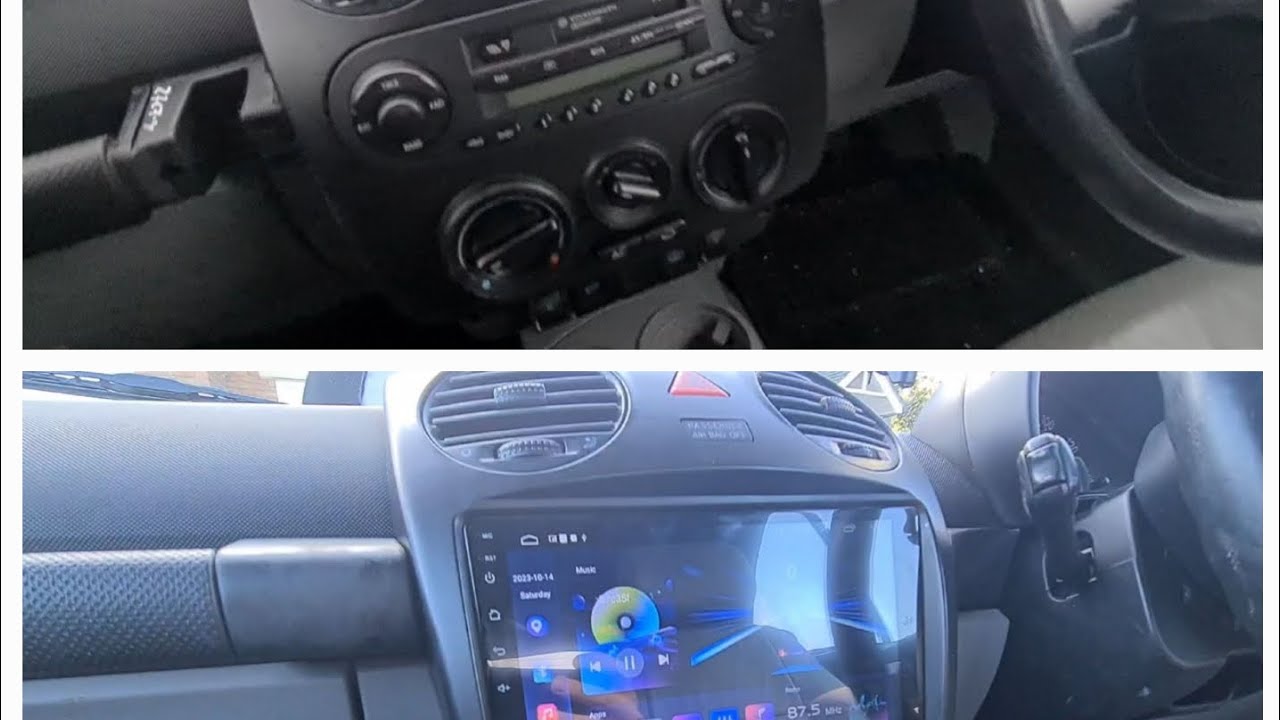 Volswagen Beetle 2004-2010 Android head unit radio touch screen installation