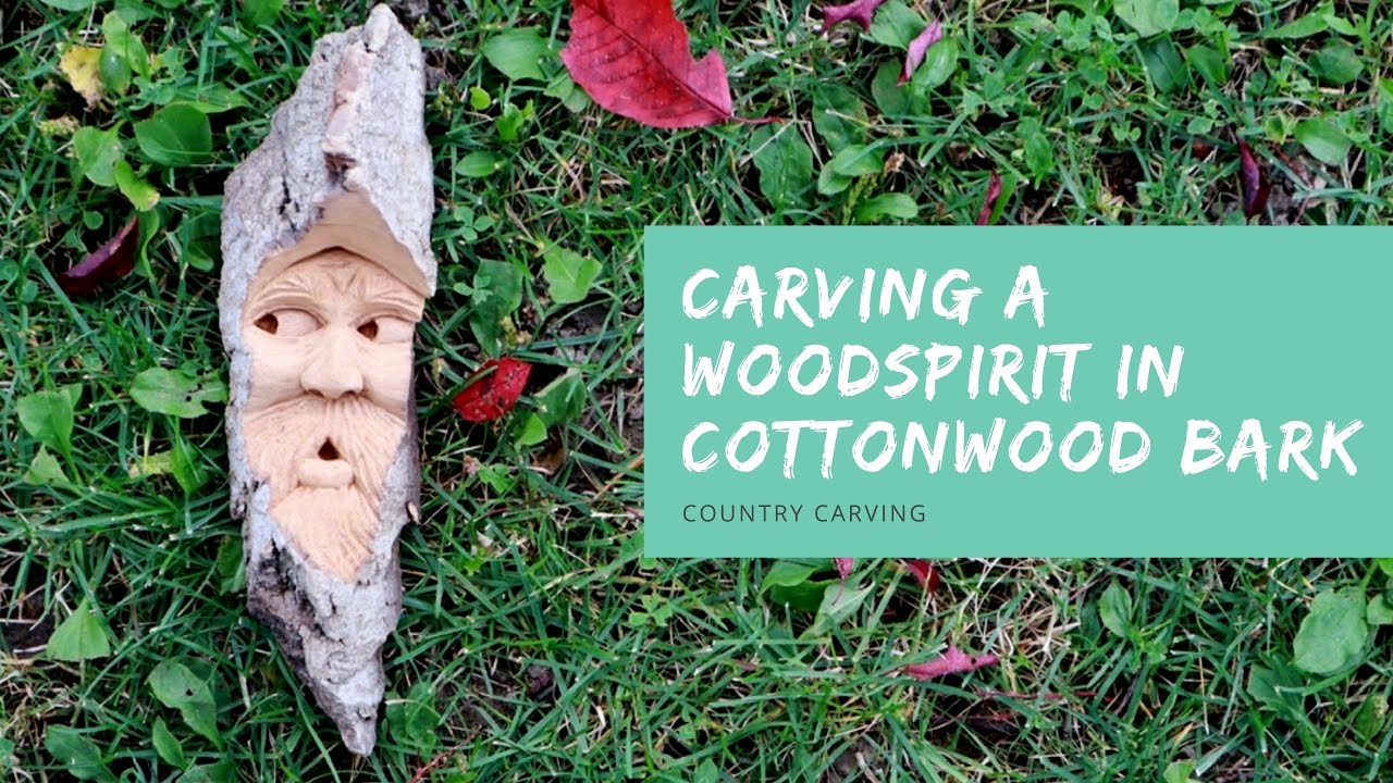 Carving a Woodspirit in Cottonwood Bark | Wood Carving | Wood Spirit
