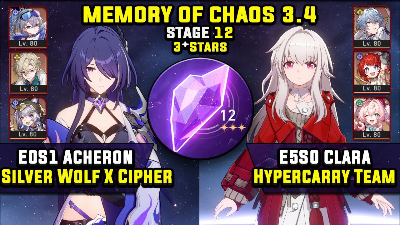 E0 Acheron Carry & E5 Clara Carry W/ Sunday (3 Stars) Memory Of Chaos 12 Honkai Star Rail 3.4