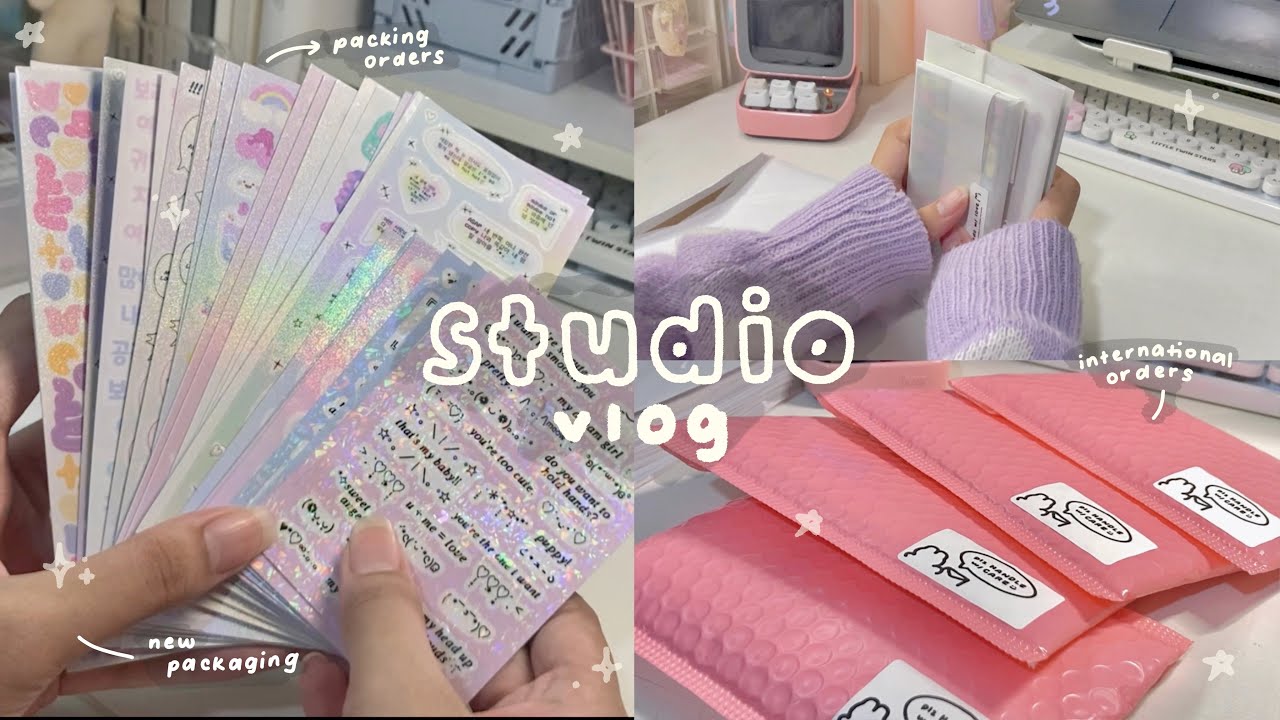 studio vlog 🎨🍡 packing orders after a shop update!