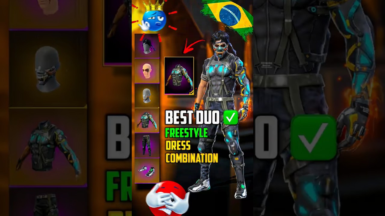BEST DUO 👑 FREESTYLE 🇧🇷 OUTFIT COMBOS 👺 WITH COMMANDO TOP 🔥 FREE FIRE 🔥
