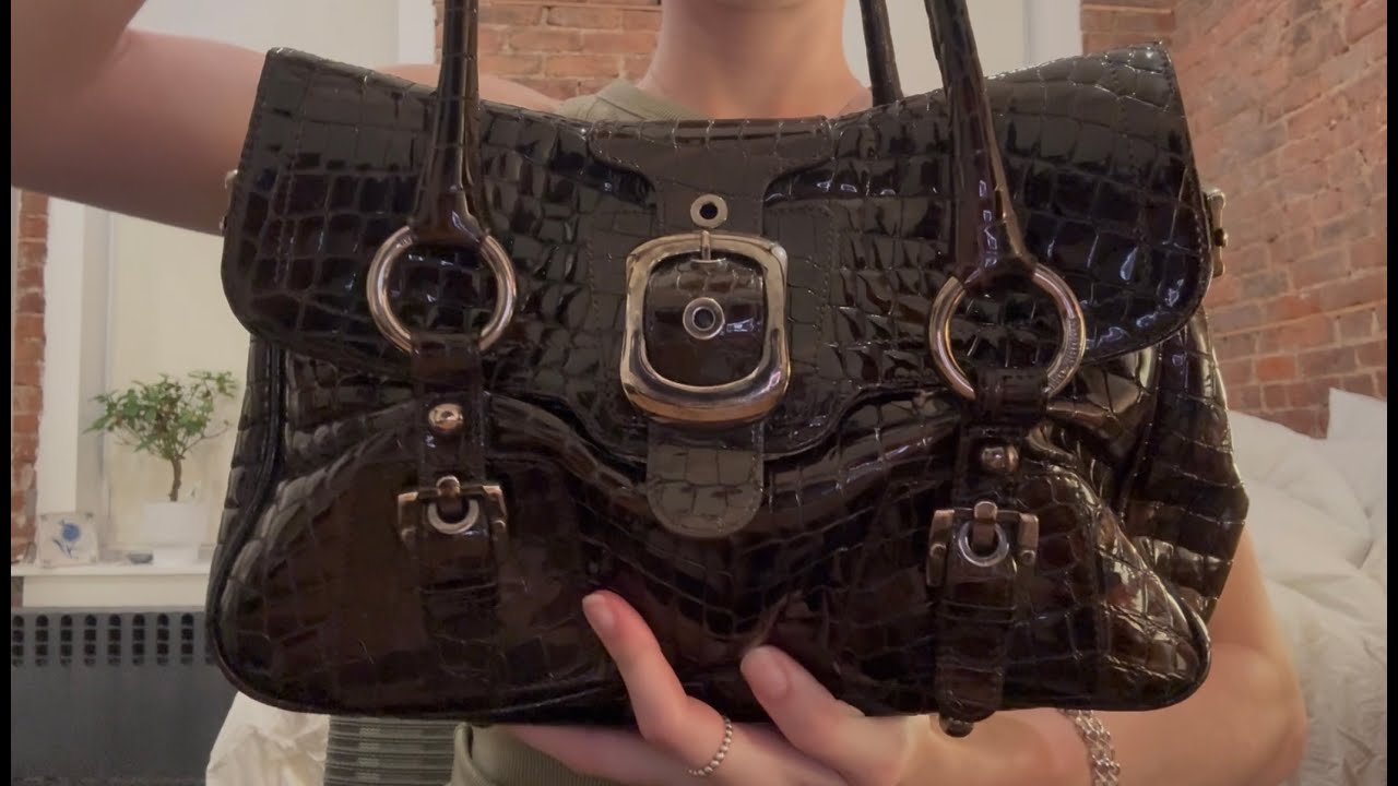 ASMR Designer Bag Show and Tell (sticky leather sounds, whispering, scratching with Blue Yeti)