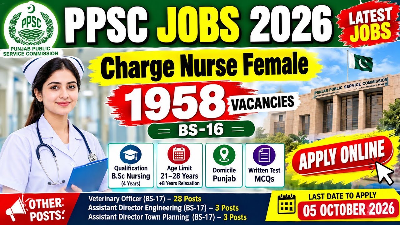 PPSC Jobs 2026 Advertisement 10 | 1992+ Vacancies | Charge Nurse| Apply Online