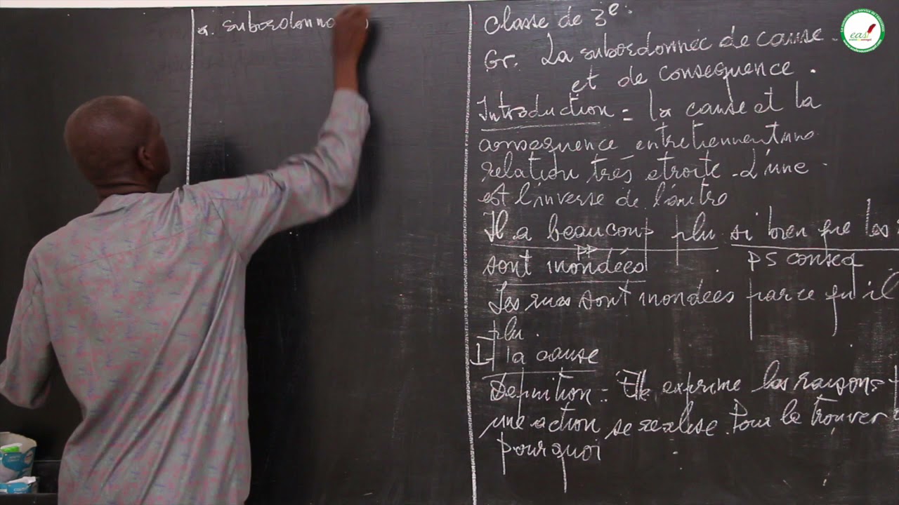 Cours - Troisième - Français : La Subordonnée de cause et de conséquences  / M. Ndiaye