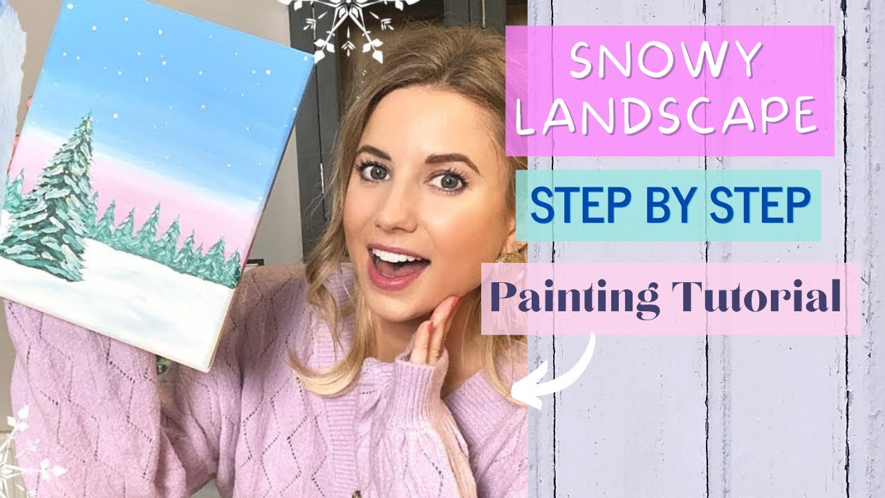Snowy Landscape Painting Tutorial | Sip and Paint | Brush & Bubbles