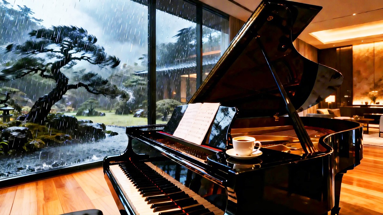 Deep Focus: Heavy Storm at Luxury Home & Piano (Stop Overthinking)