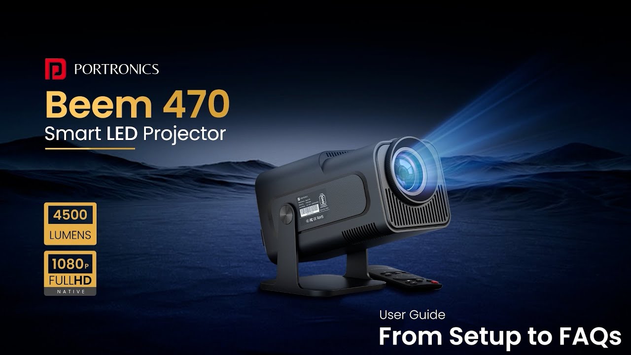 Portronics Beem 470 | Smart LED Projector with Android 11, 4500 Lumens & 150” Display