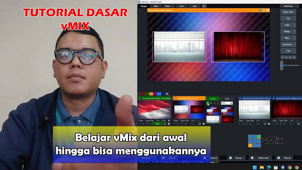 Tutorial Dasar vMix, cara gunakan vMix dari awal, pengenalan Dasar vMix