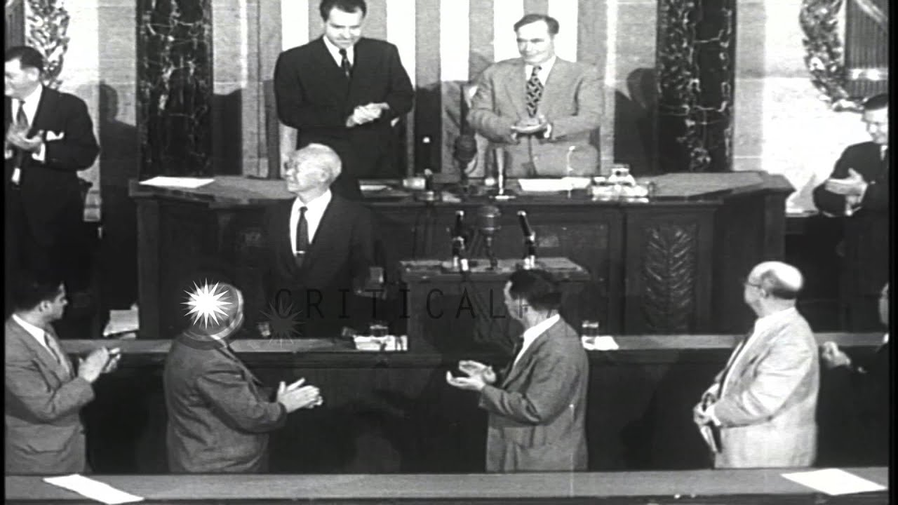 South Korean President Syngman Rhee addresses a Joint Session of the Congress in ...HD Stock Footage