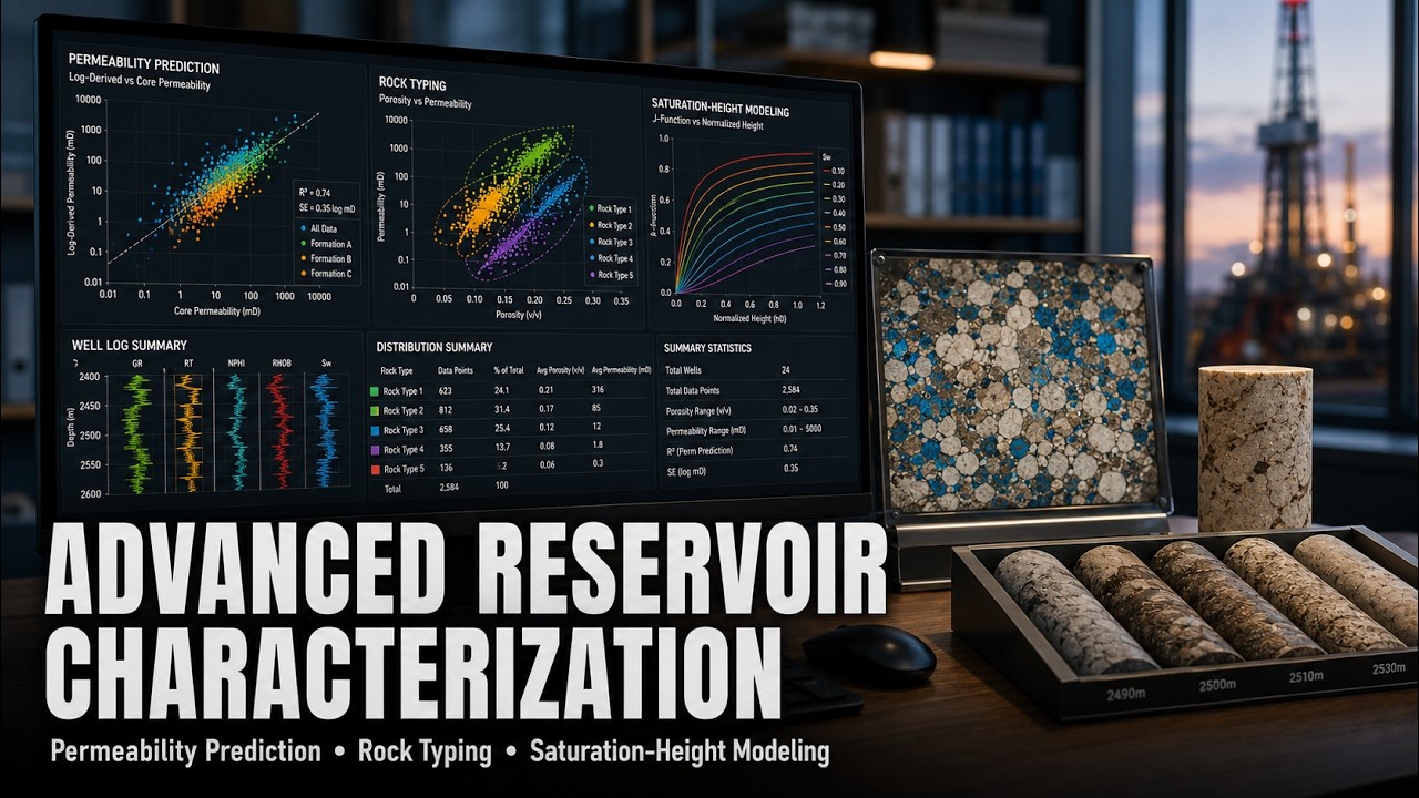 Advanced Reservoir Characterization Permeability prediction, Reservoir Rock Typing and SHM