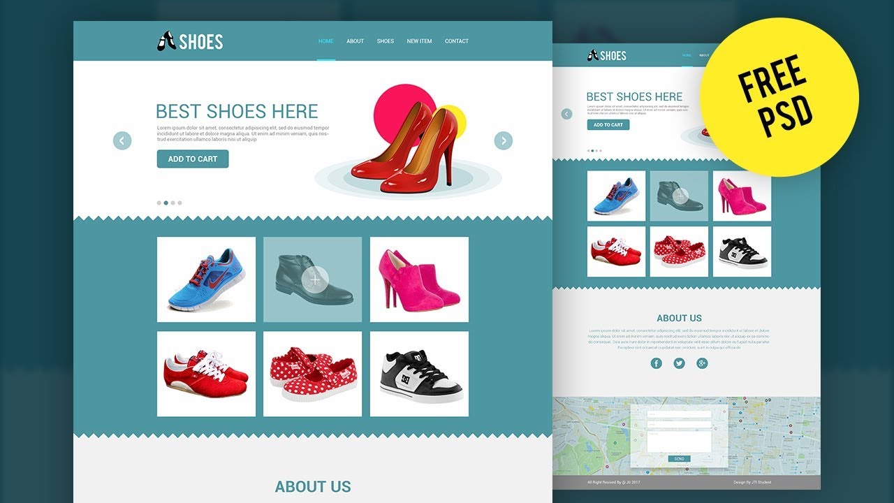 Web Template Design -  UI/UX - Adobe Photoshop CC Tutorial